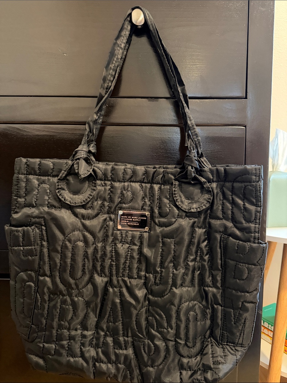 Marc By Marc Jacobs Black Quilted Logo Tote